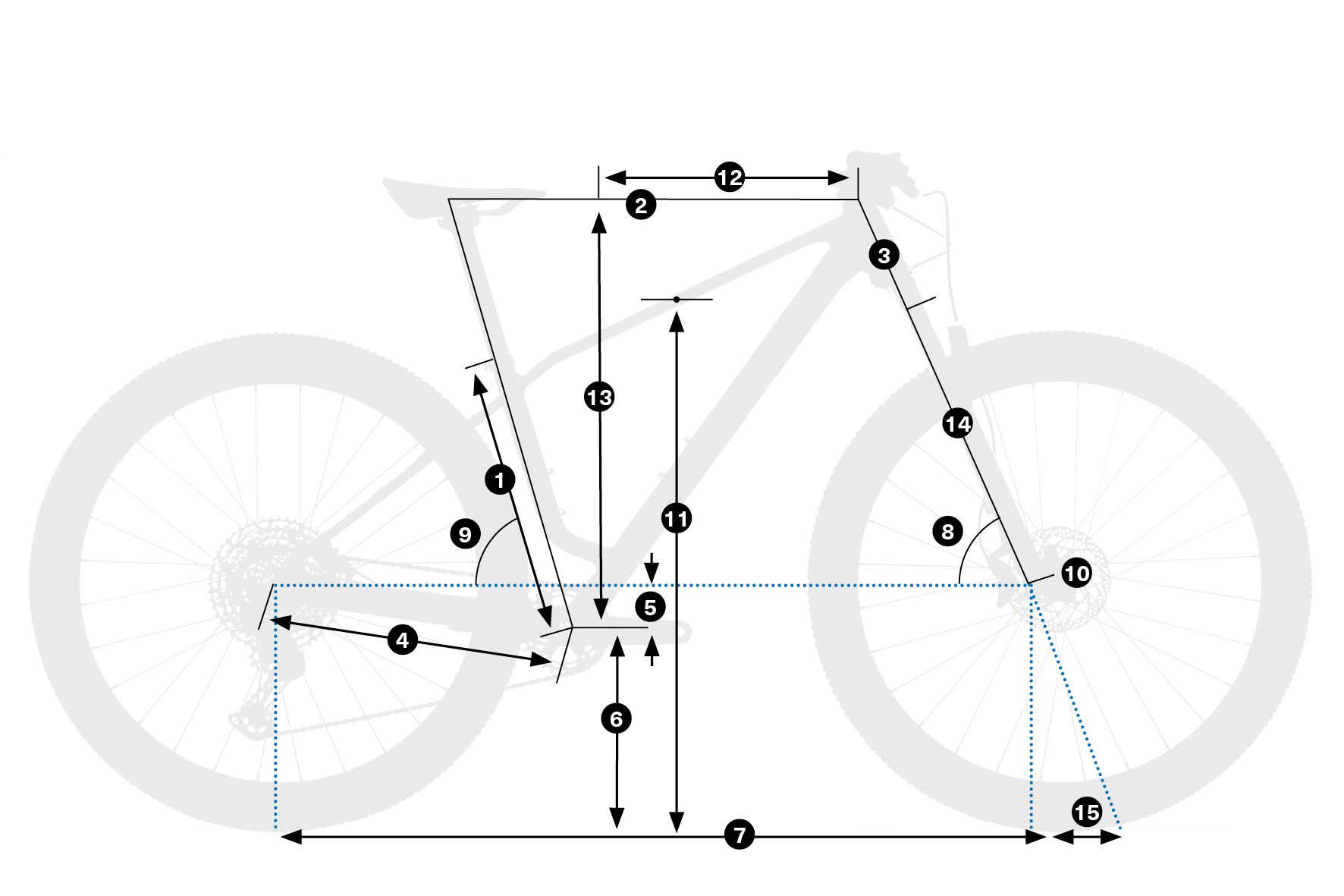 Orbea Alma H20 2026 – schemat geometrii ramy z oznaczeniami wymiarów