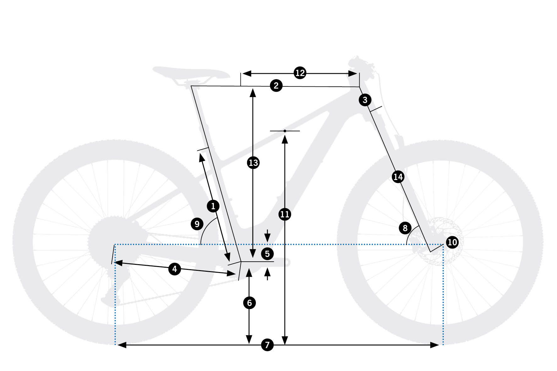 Orbea Urrun 10 2026 – schemat geometrii ramy z oznaczeniami wymiarów