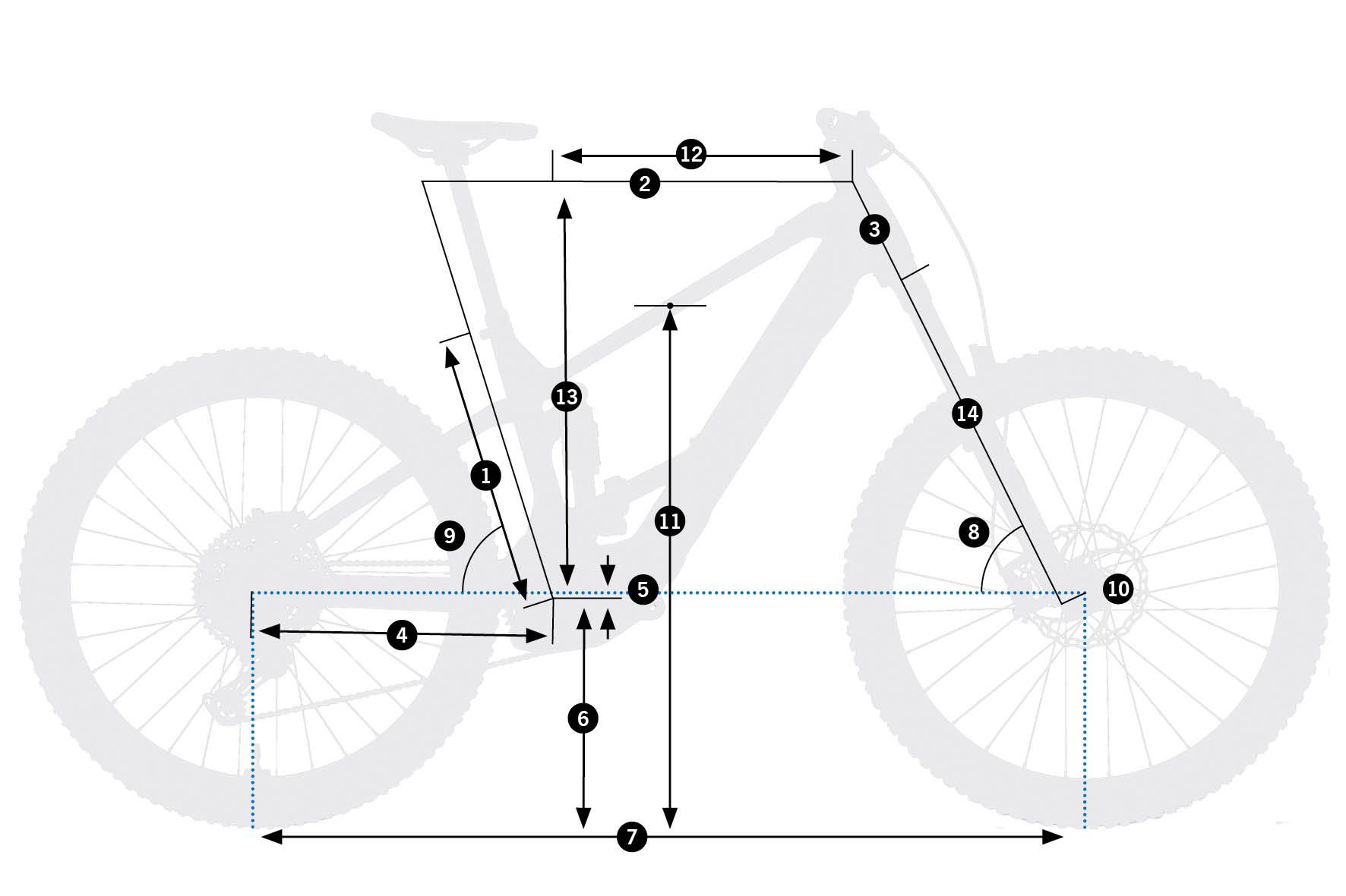 Wild M20 – schemat geometrii ramy z oznaczeniami wymiarów