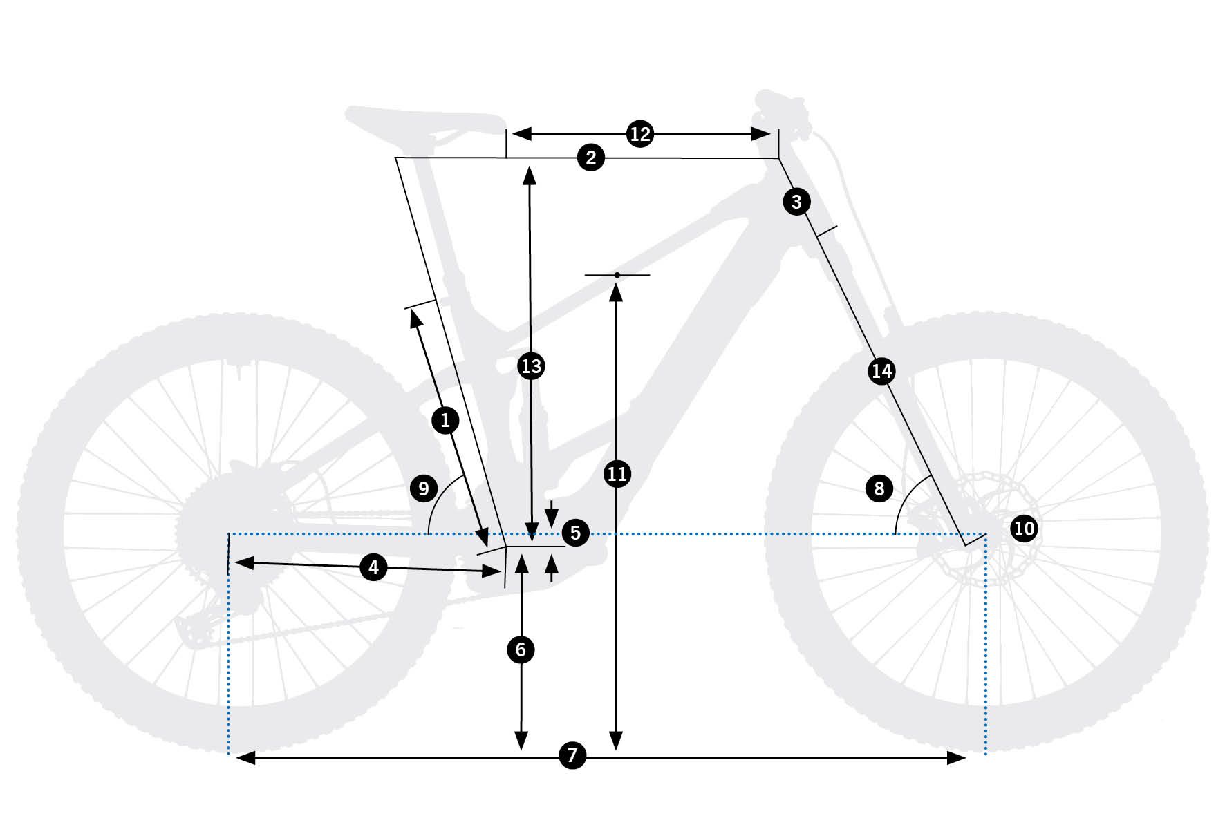 Wild H10 – schemat geometrii ramy z oznaczeniami wymiarów