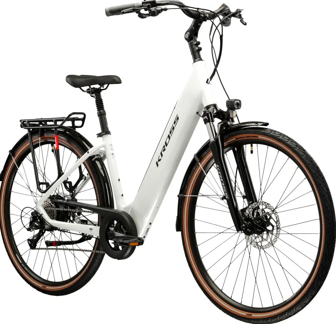 Damski rower elektryczny Kross Trans Hybrid 1.0 2026 perłowy