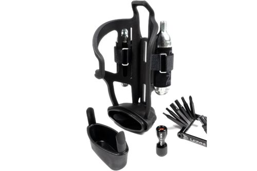 Koszyk na bidon Lezyne Flow Storage Cage ze schowkiem - Czarny