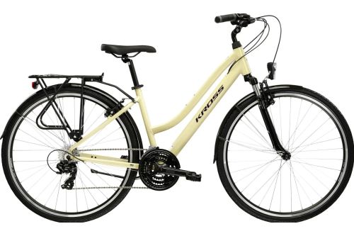 Rower trekkingowy damski miejski Kross Trans 1.0 beżowy - bok