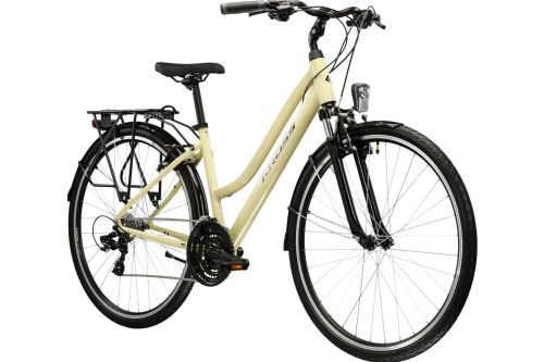 Rower trekkingowy damski miejski Kross Trans 1.0 beżowy - front
