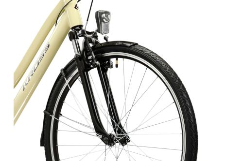 Rower trekkingowy damski miejski Kross Trans 1.0 beżowy - widelec