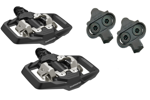 Pedały rowerowe SPD Shimano PD-ME700 ze zintegrowaną platformą komplet z blokami